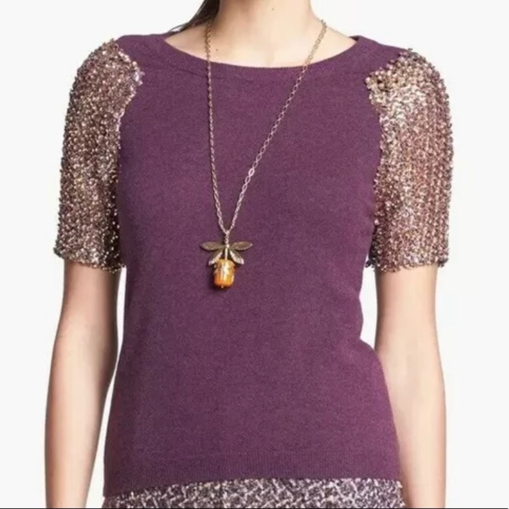 Tory Burch sequin purple sweater top